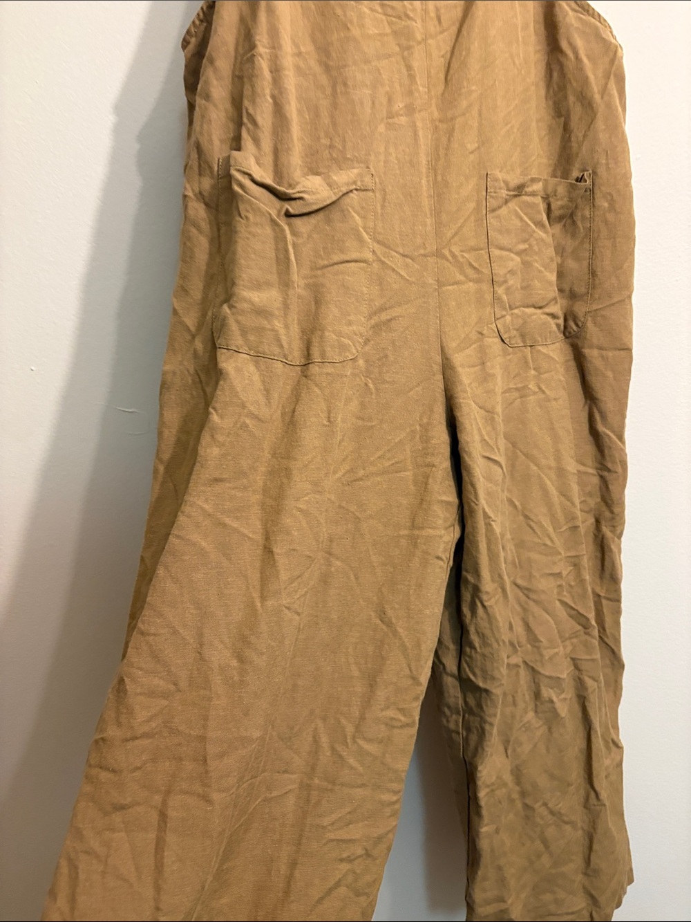 Slouchy Boho Linen Jumpsuit Brown, Medium - Picture 5 of 10